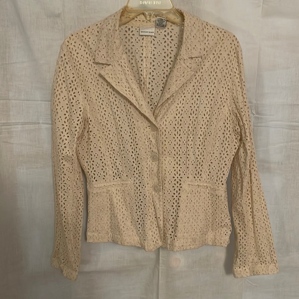 Eyelet jacket size 14 cream colored